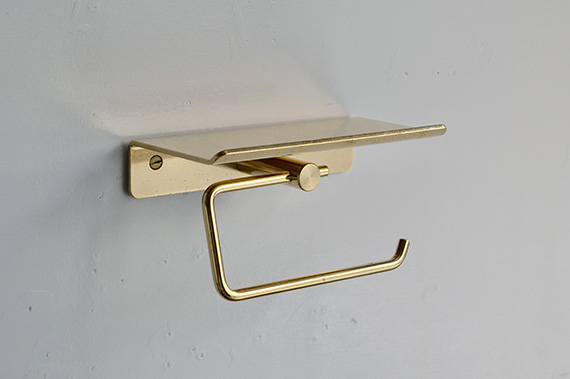 BRASS PAPER HOLDER with SHELF